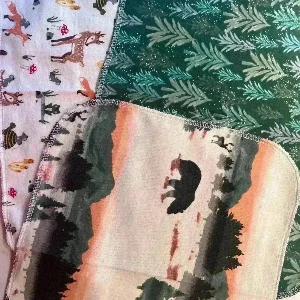 Unpaper Towels Flannel Towels‎ Reusable Napkins Handmade NEW NWT Woodland